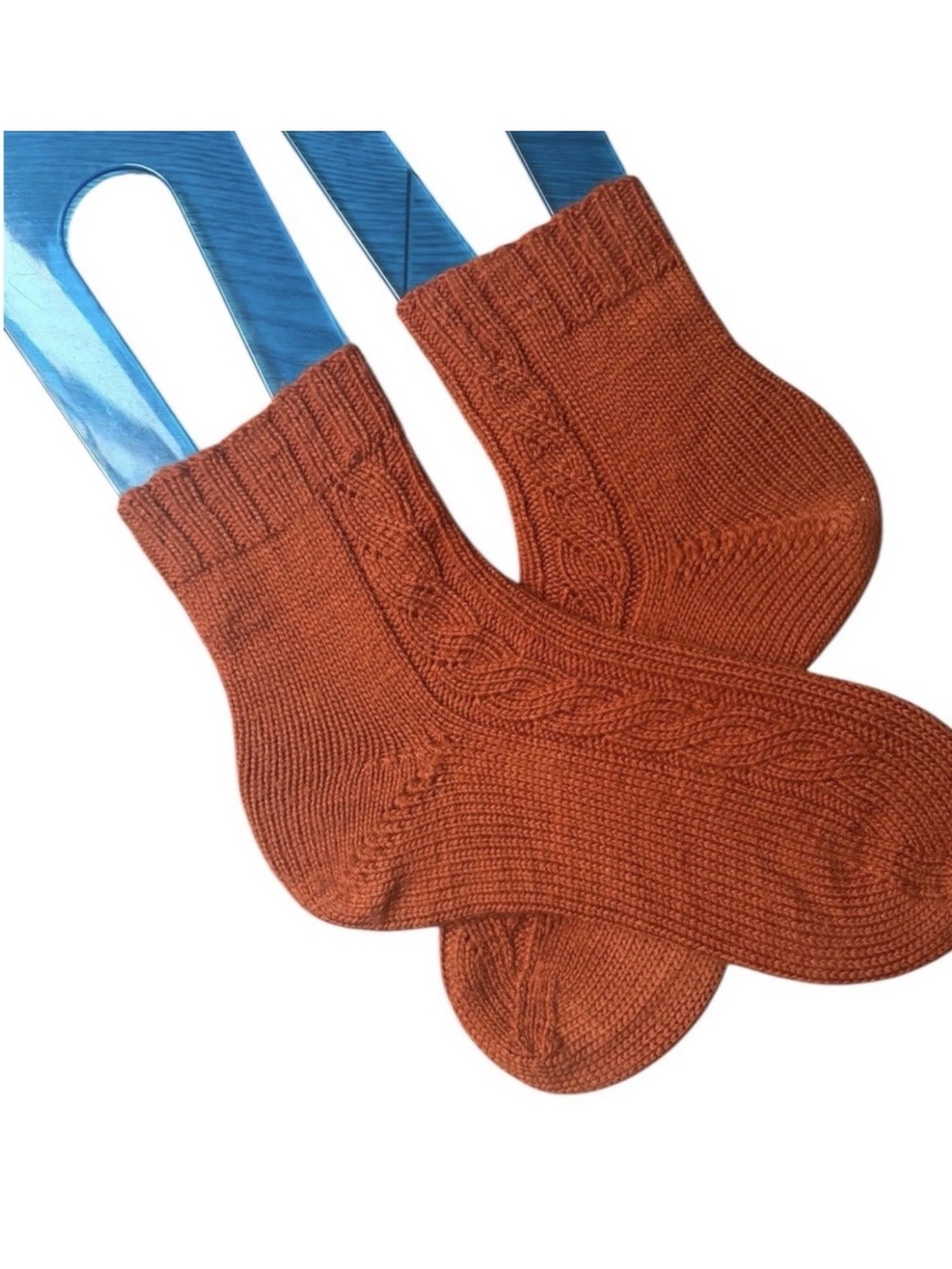 Hand Knit Wool Cable Sock - Picture 3 of 5